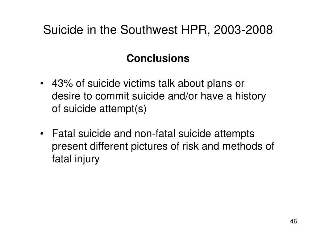 suicide in the southwest hpr 2003 2008 39