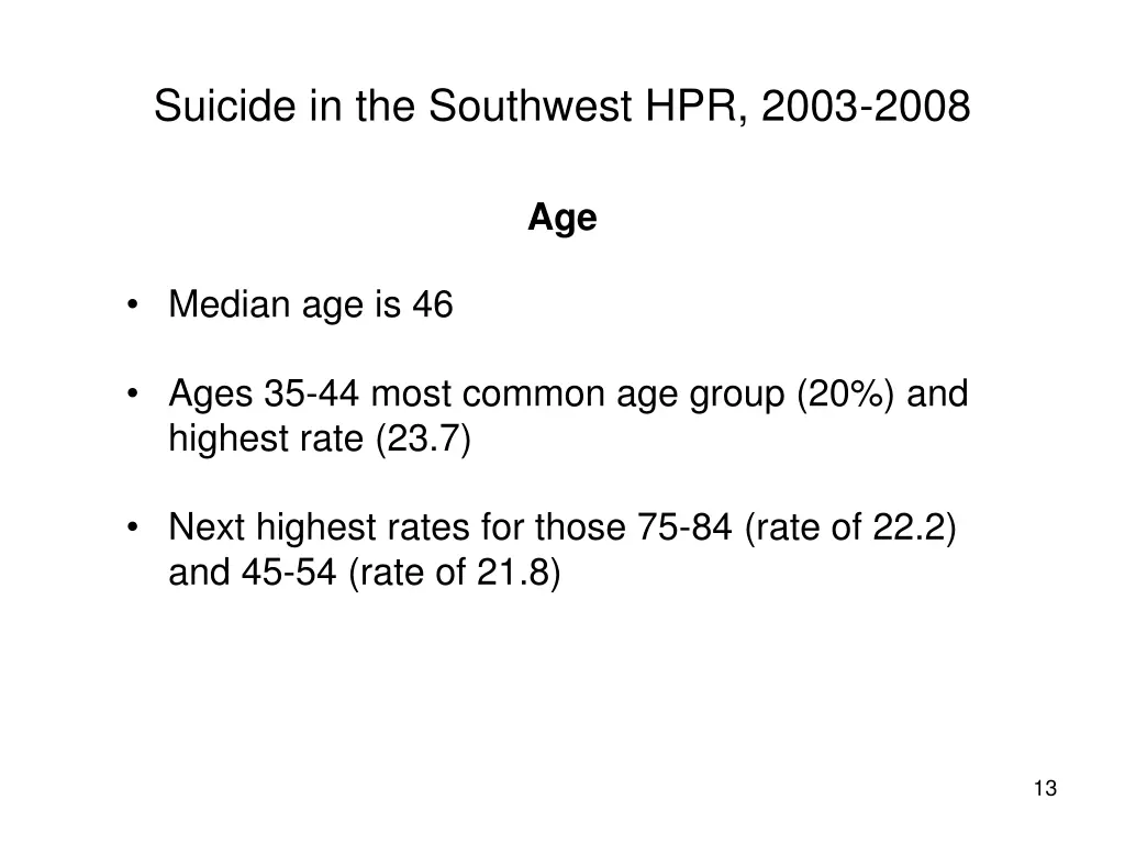 suicide in the southwest hpr 2003 2008 9