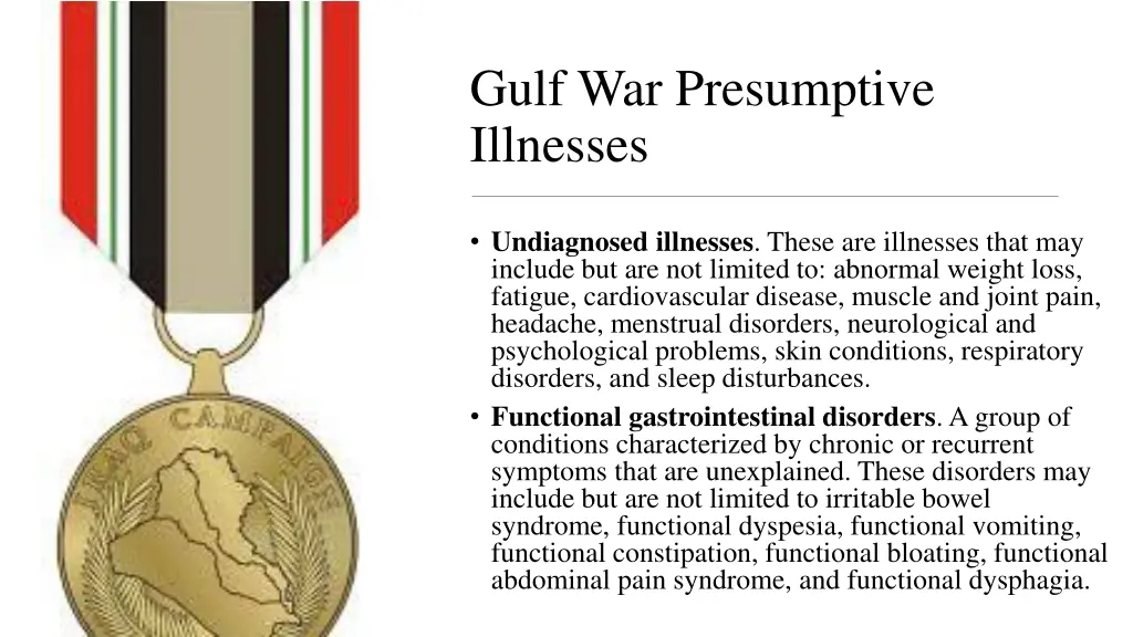 gulf war presumptive illnesses 1