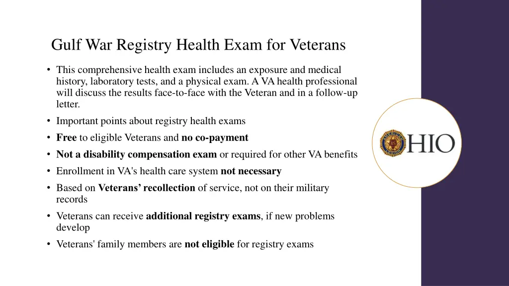 gulf war registry health exam for veterans