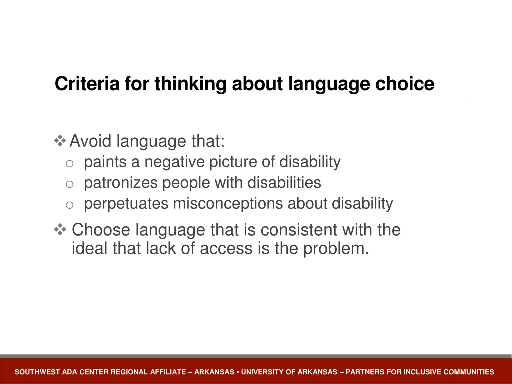 criteria for thinking about language choice 1