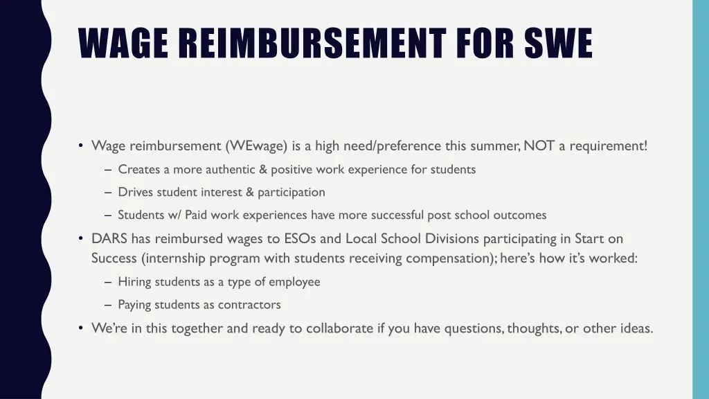 wage reimbursement for swe