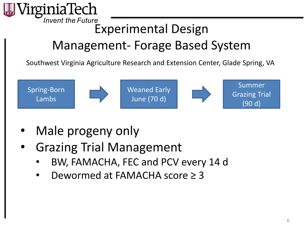 experimental design management forage based system