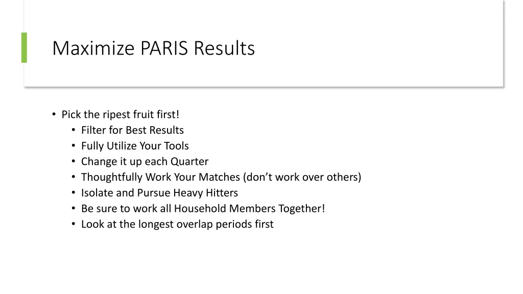 maximize paris results