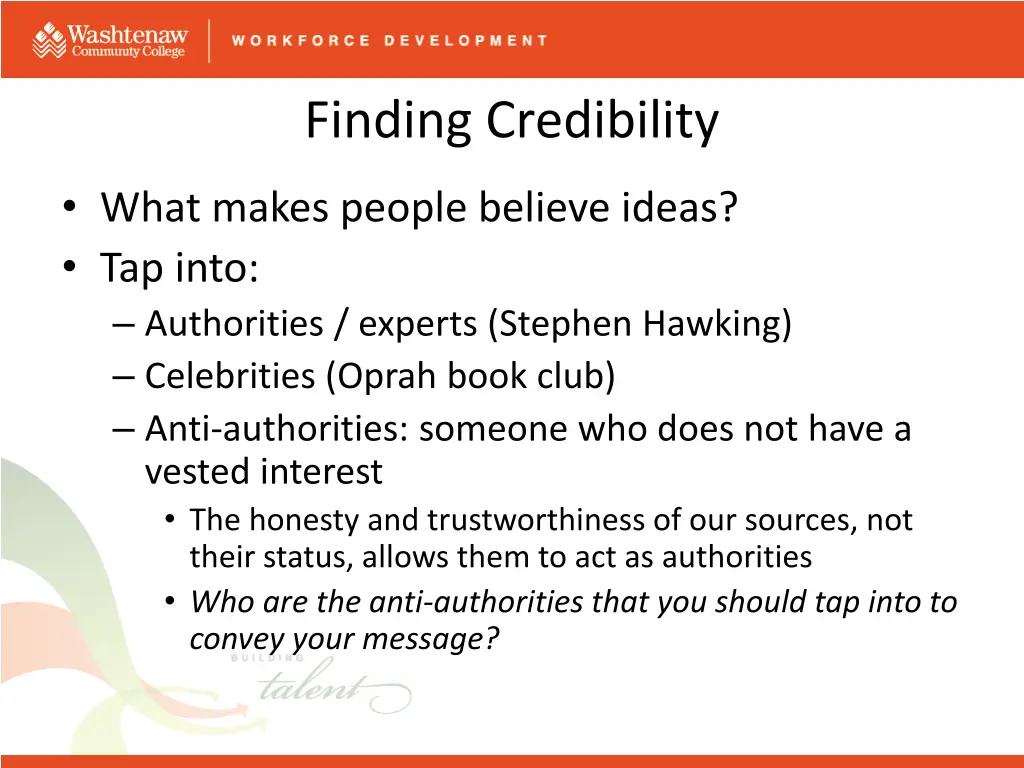 finding credibility