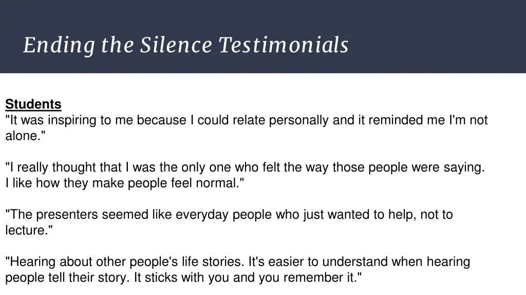 ending the silence testimonials