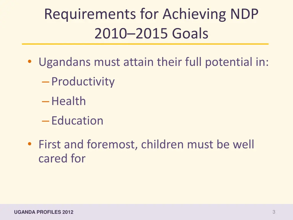 requirements for achieving ndp 2010 2015 goals