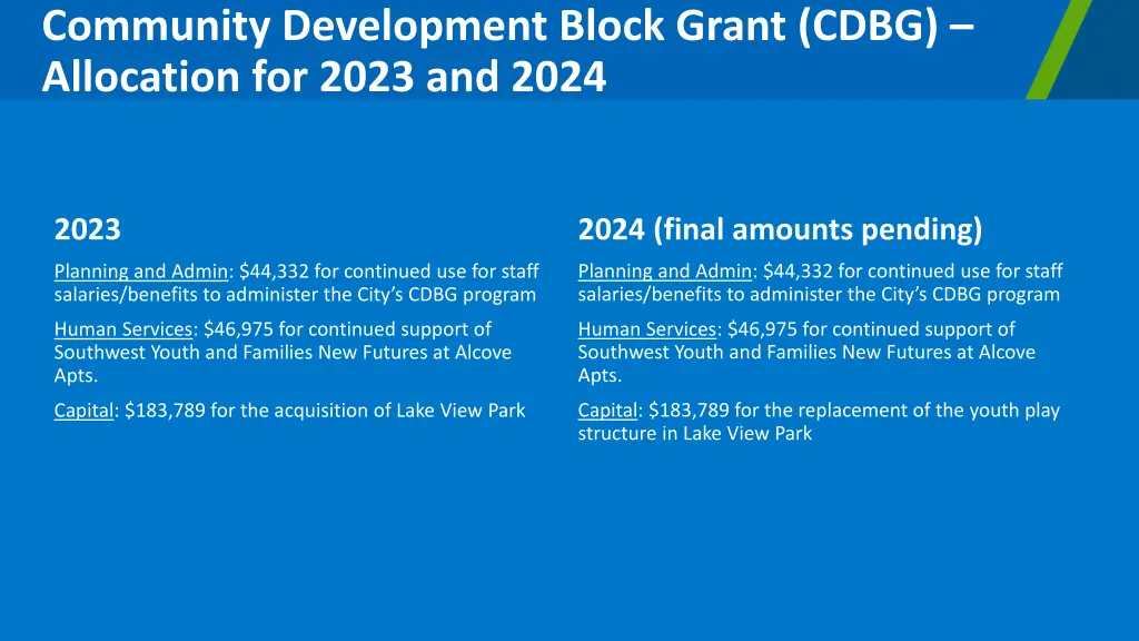 community development block grant cdbg allocation