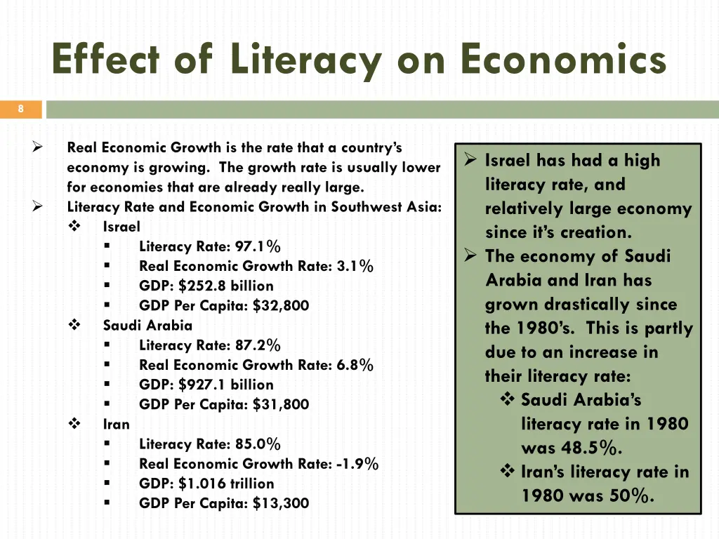 effect of literacy on economics