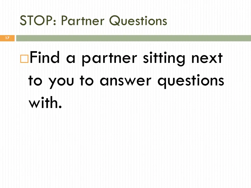 stop partner questions