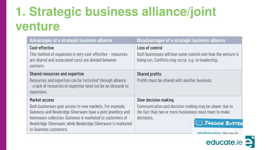 1 strategic business alliance joint venture 1