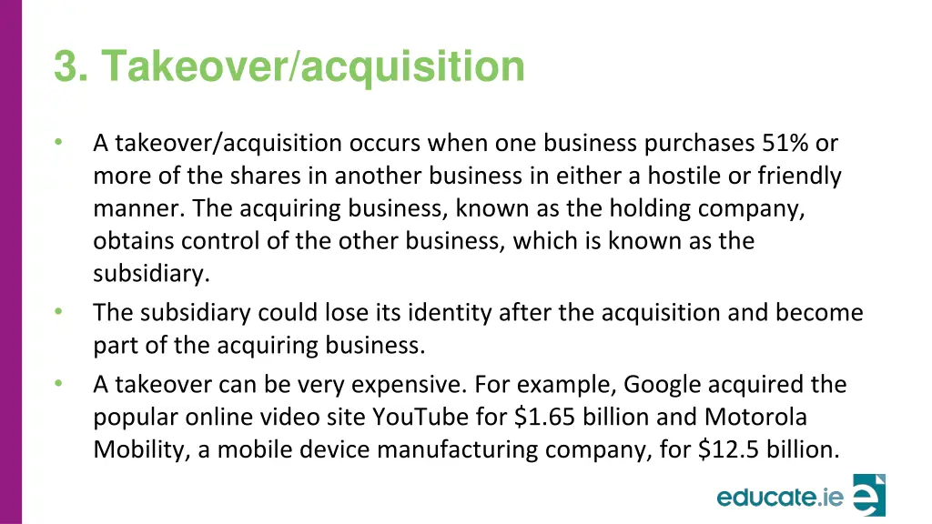 3 takeover acquisition