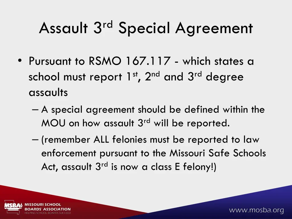 assault 3 rd special agreement