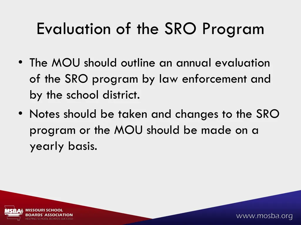 evaluation of the sro program