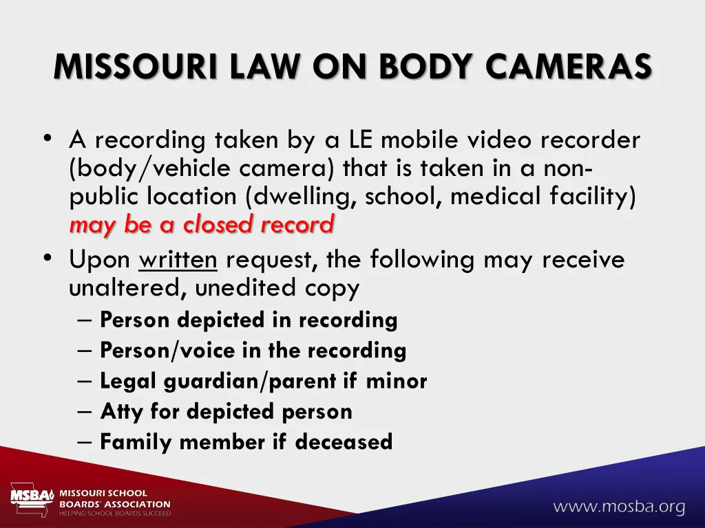 missouri law on body cameras