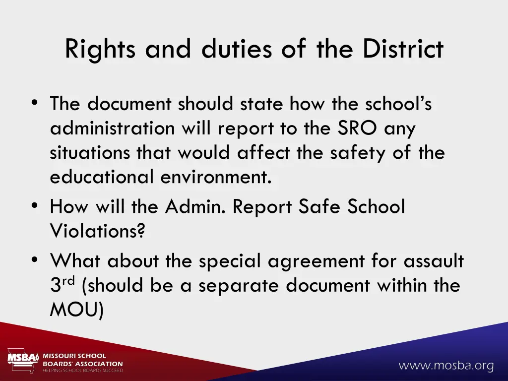 rights and duties of the district 1