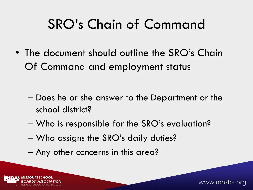 sro s chain of command