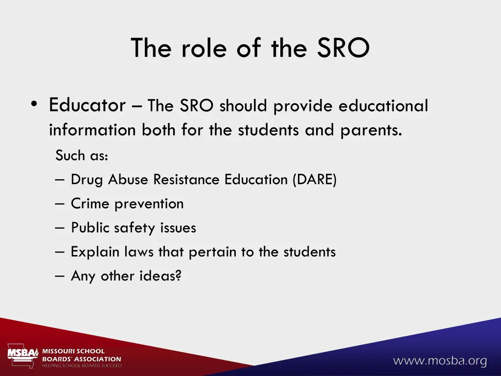 the role of the sro 1