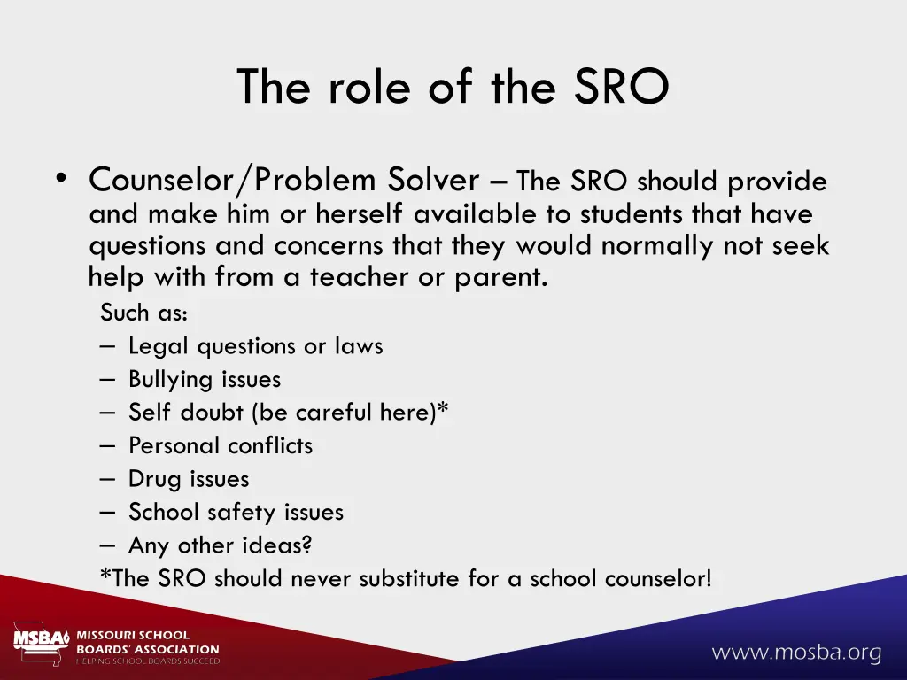 the role of the sro 2