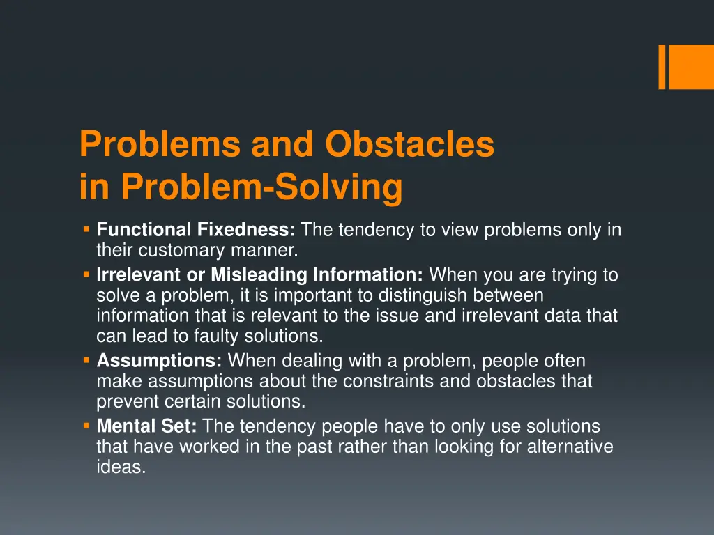 problems and obstacles in problem solving 1