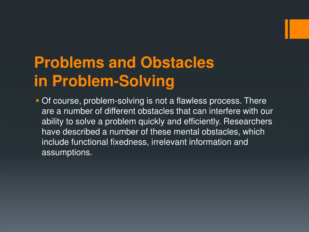 problems and obstacles in problem solving