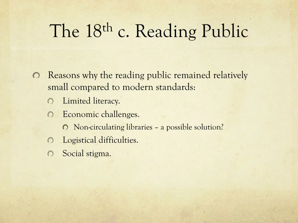 the 18 th c reading public