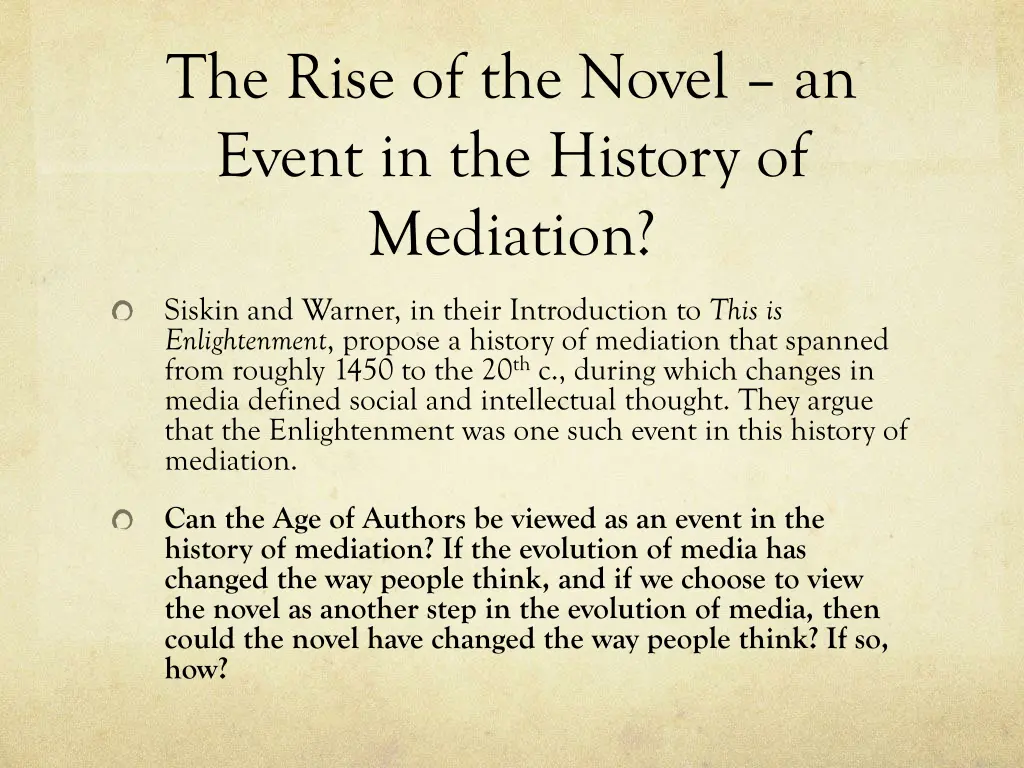 the rise of the novel an event in the history