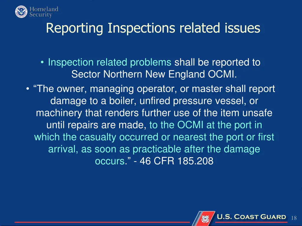 reporting inspections related issues