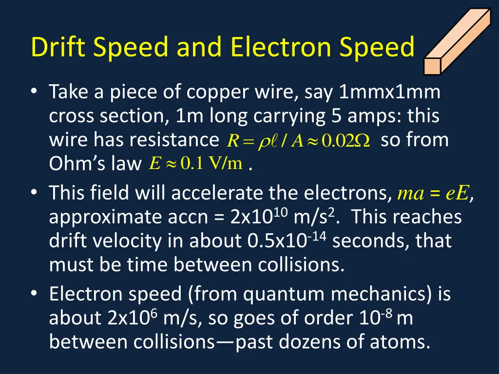 drift speed and electron speed