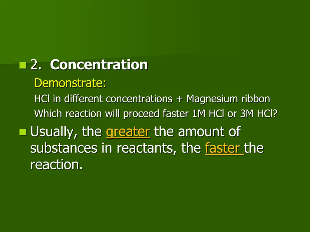 2 concentration demonstrate hcl in different