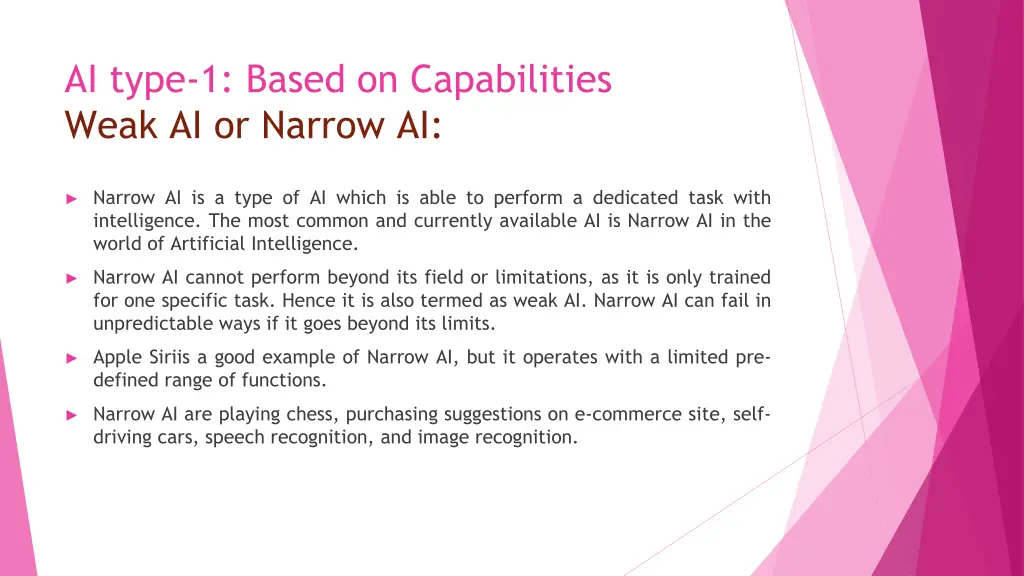 ai type 1 based on capabilities weak ai or narrow