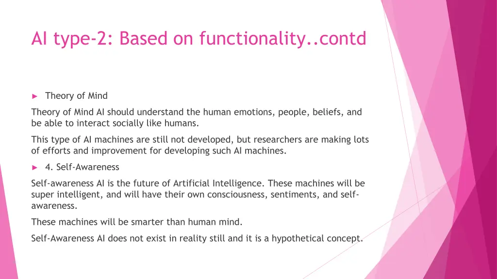 ai type 2 based on functionality contd