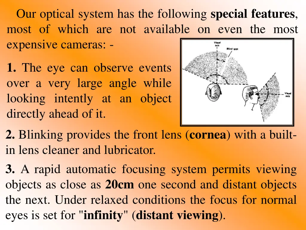 our optical system has the following special