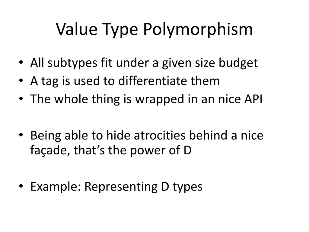 value type polymorphism