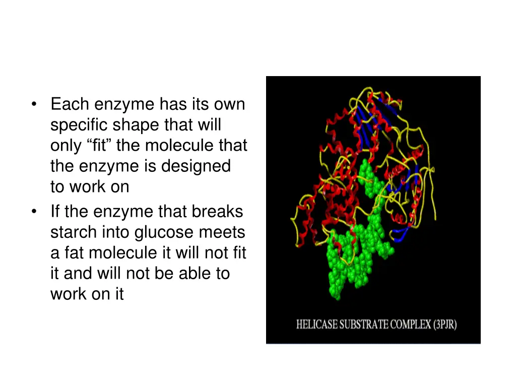 each enzyme has its own specific shape that will