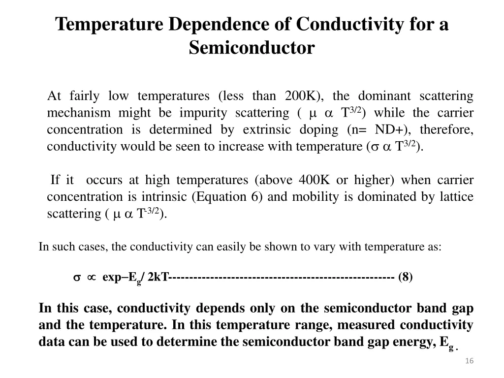 temperature dependence of conductivity