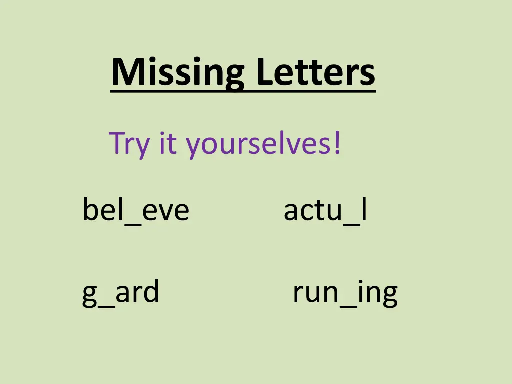 missing letters 1