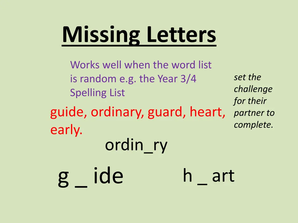 missing letters