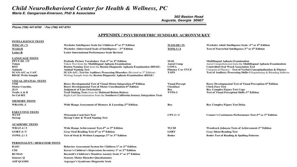 child neurobehavioral center for health wellness