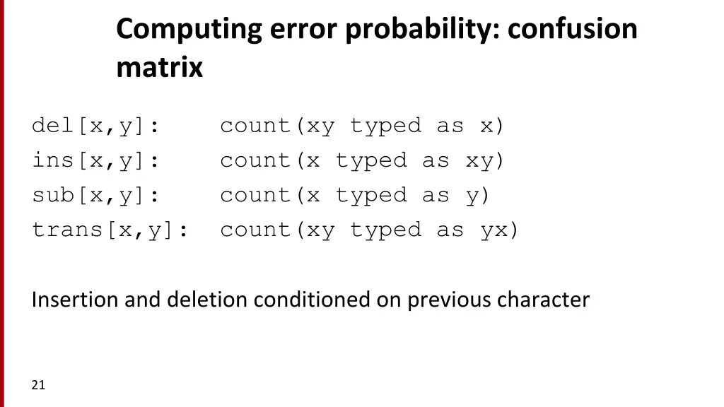 computing error probability confusion matrix