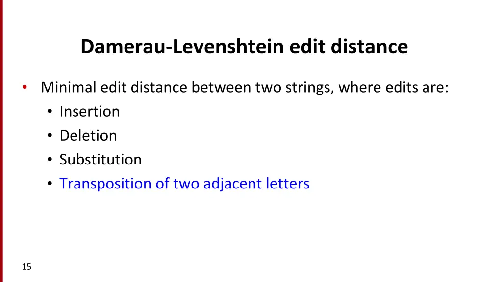 damerau levenshtein edit distance