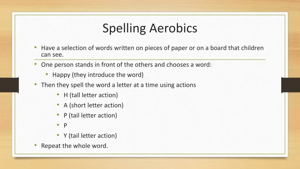 spelling aerobics