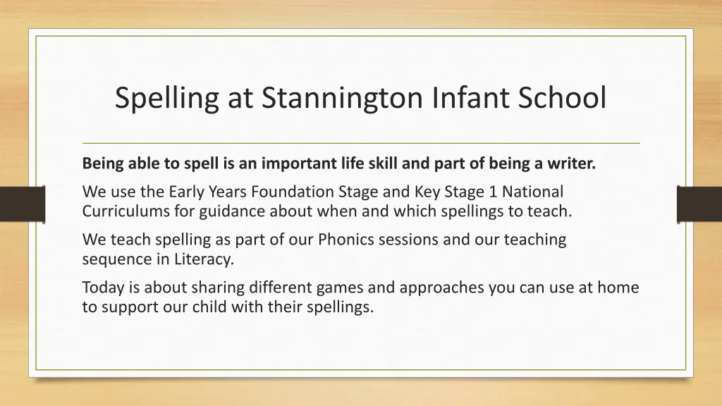 spelling at stannington infant school 1