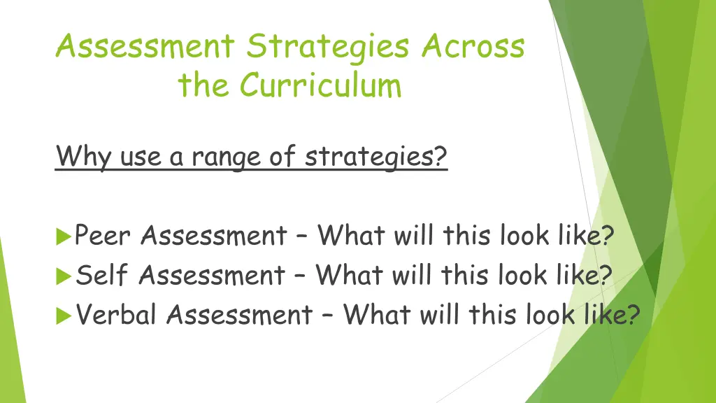 assessment strategies across the curriculum