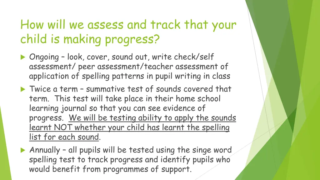 how will we assess and track that your child