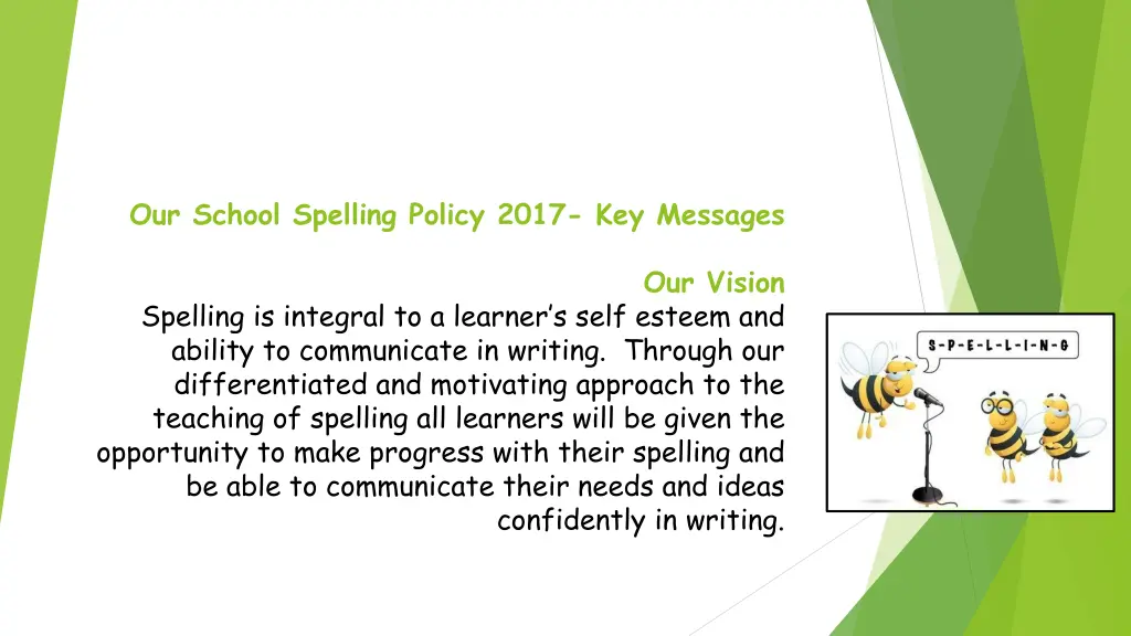 our school spelling policy 2017 key messages