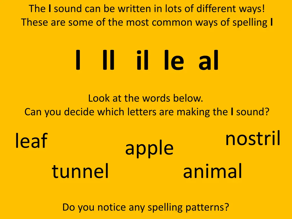 the l sound can be written in lots of different 1