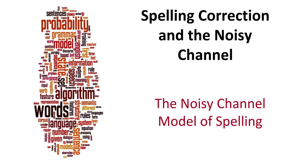 spelling correction and the noisy channel 1