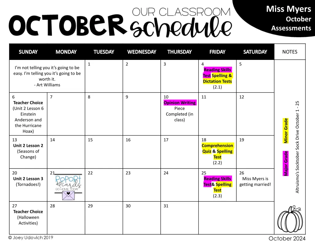 miss myers october assessments