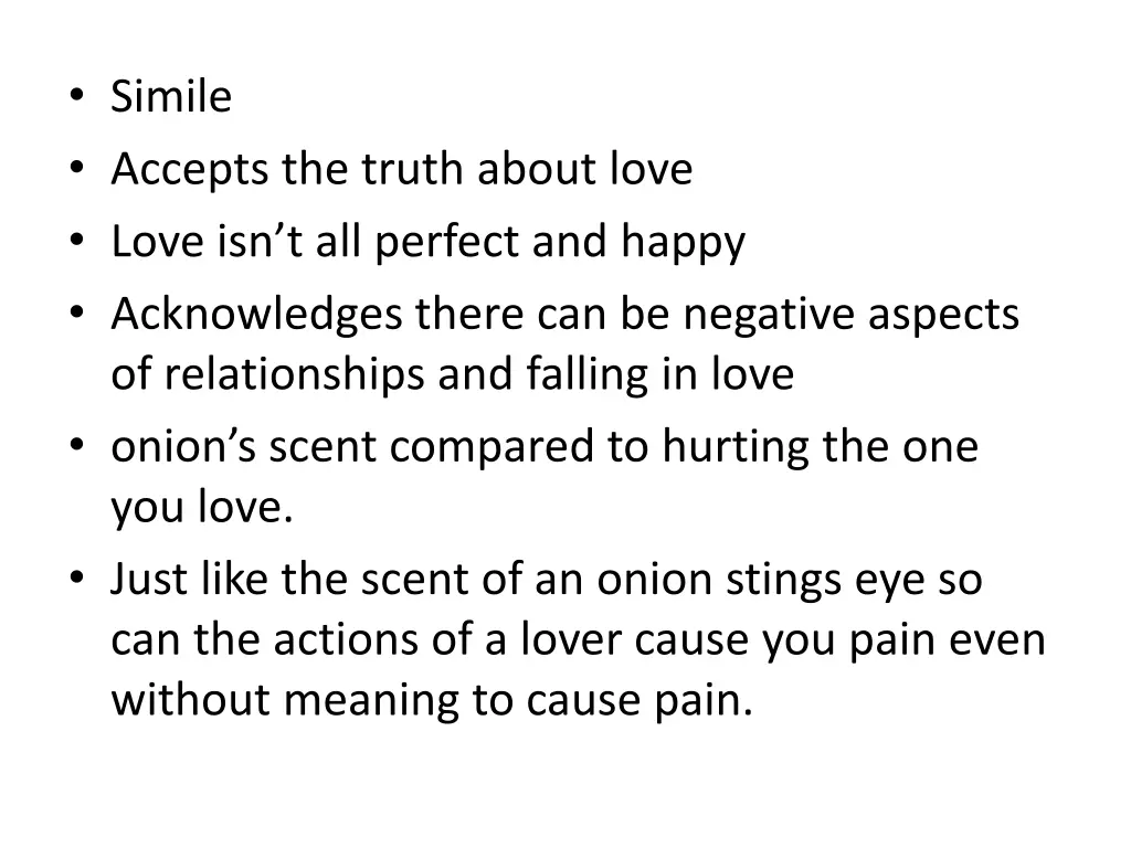 simile accepts the truth about love love